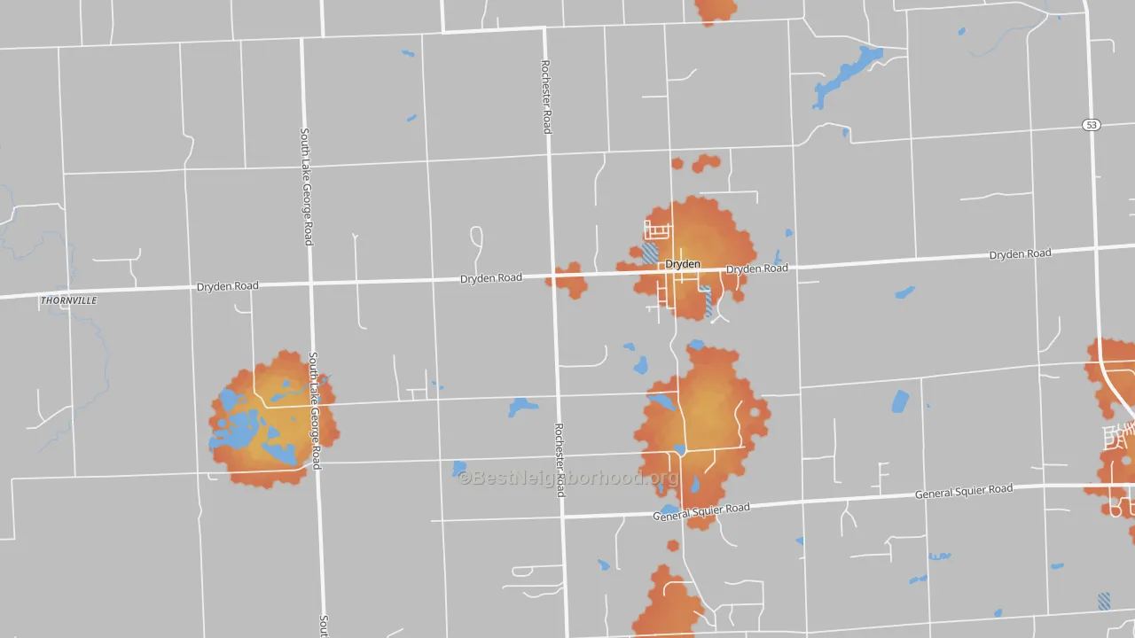 Bike Grade map of Dryden, MI
