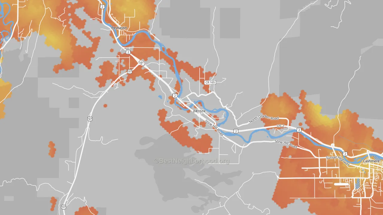Bike Grade map of Dryden, WA
