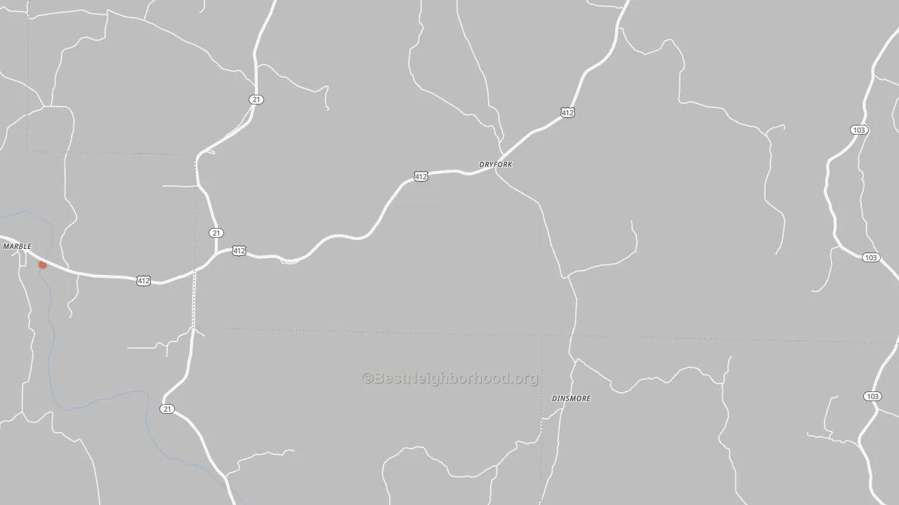 Bike Grade map of Dryfork, AR