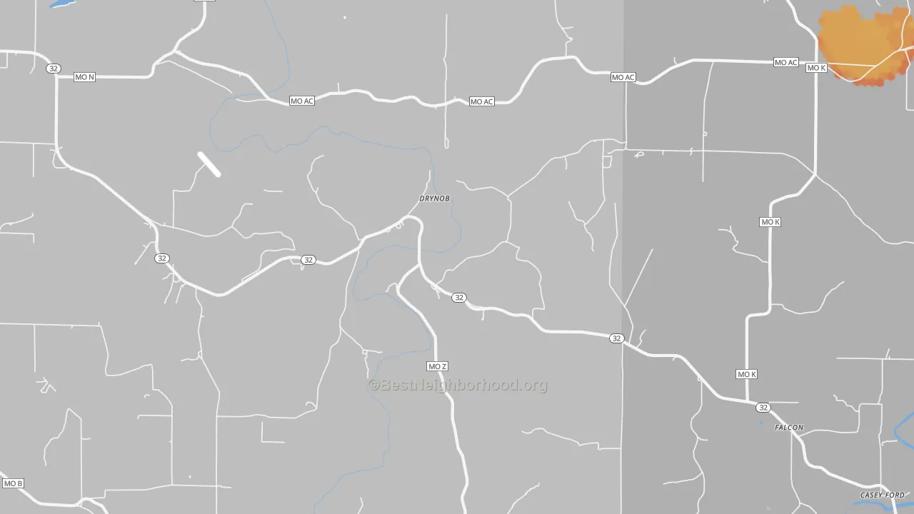 Bike Grade map of Drynob, MO
