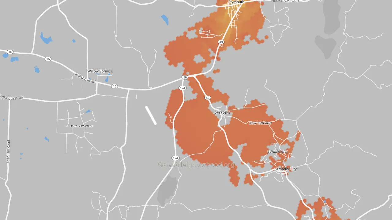 Bike Grade map of Drytown, CA