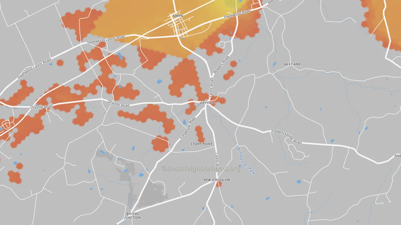 Bike Grade map of Dryville, PA