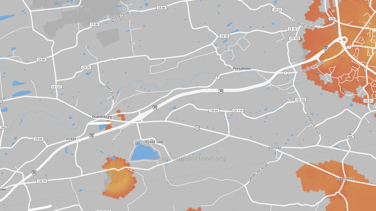 Bike Grade map of Duanesburg, NY