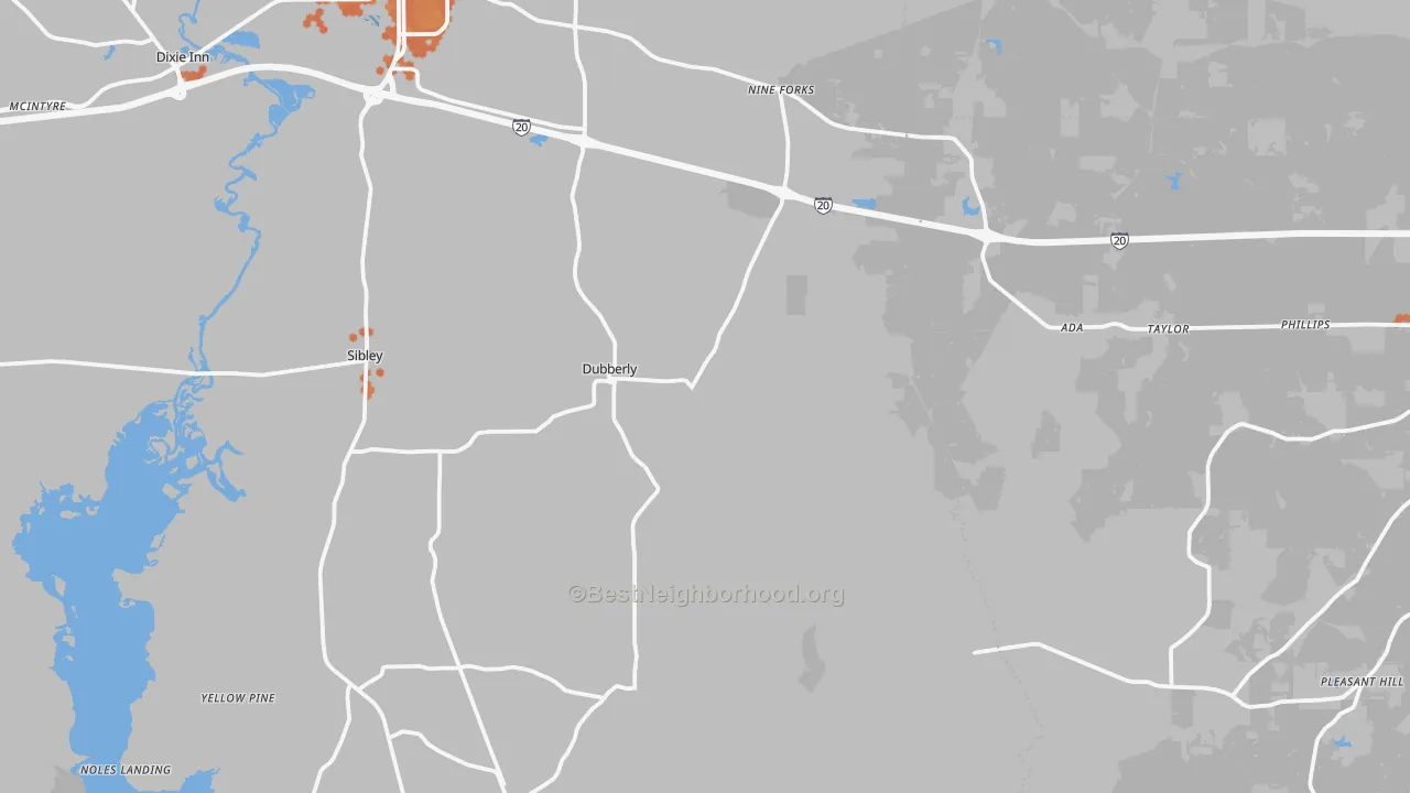 Bike Grade map of Dubberly, LA
