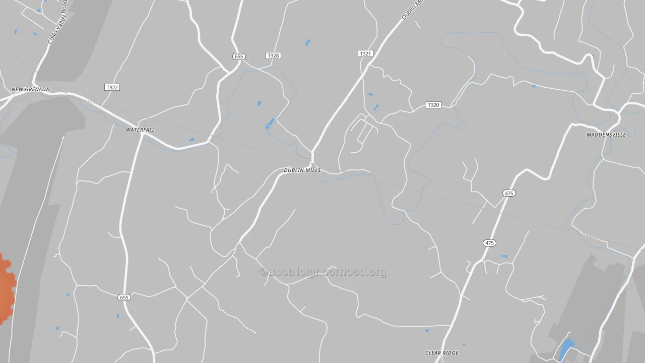 Bike Grade map of Dublin Mills, PA