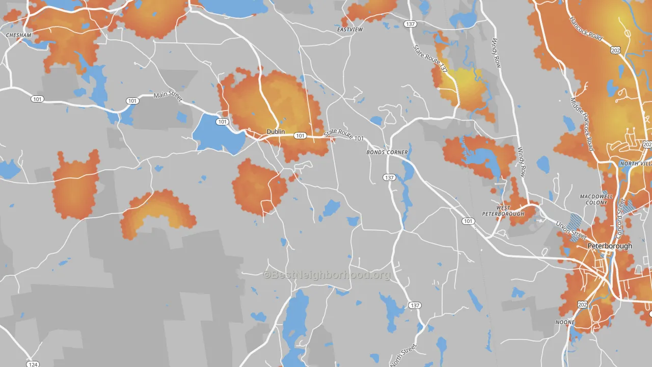 Bike Grade map of Dublin, NH