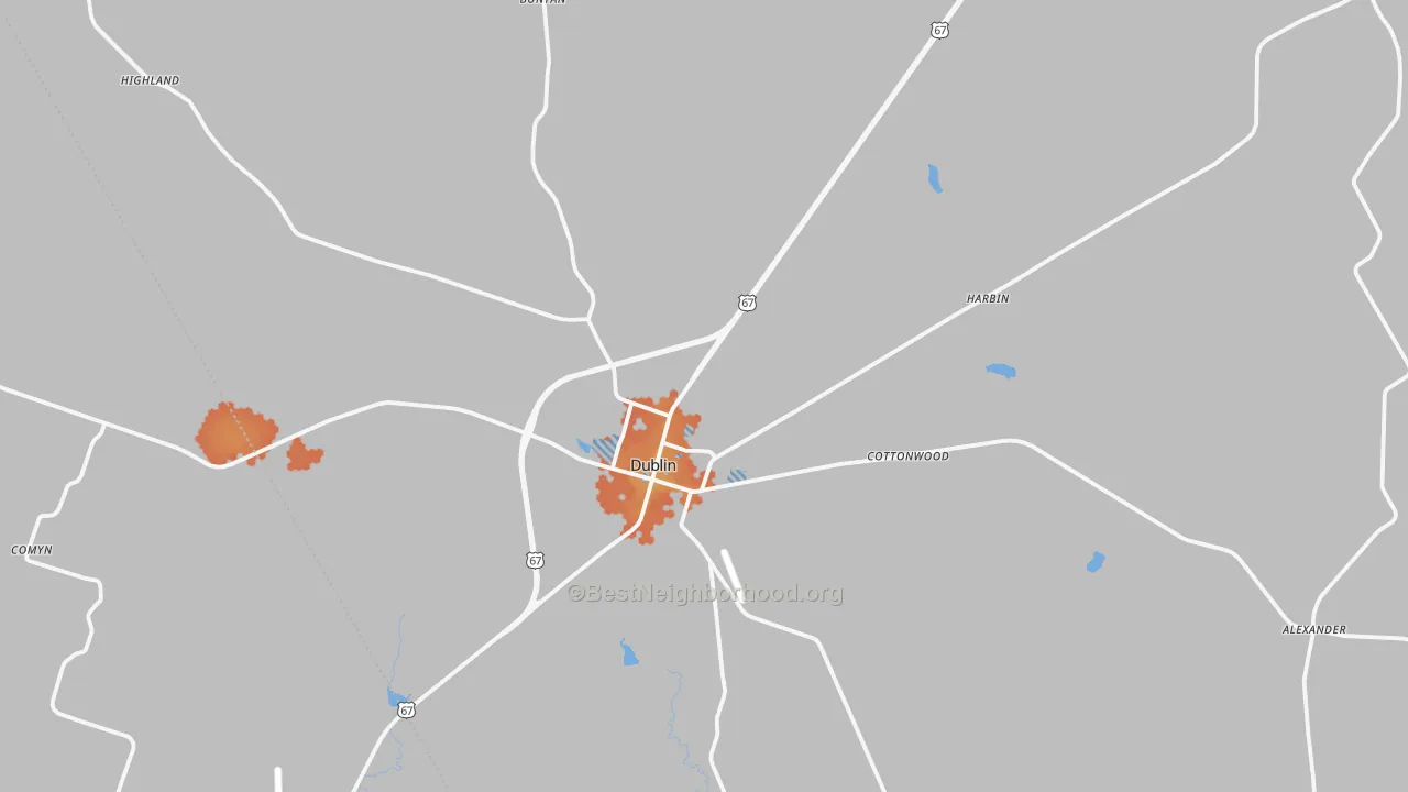 Bike Grade map of Dublin, TX