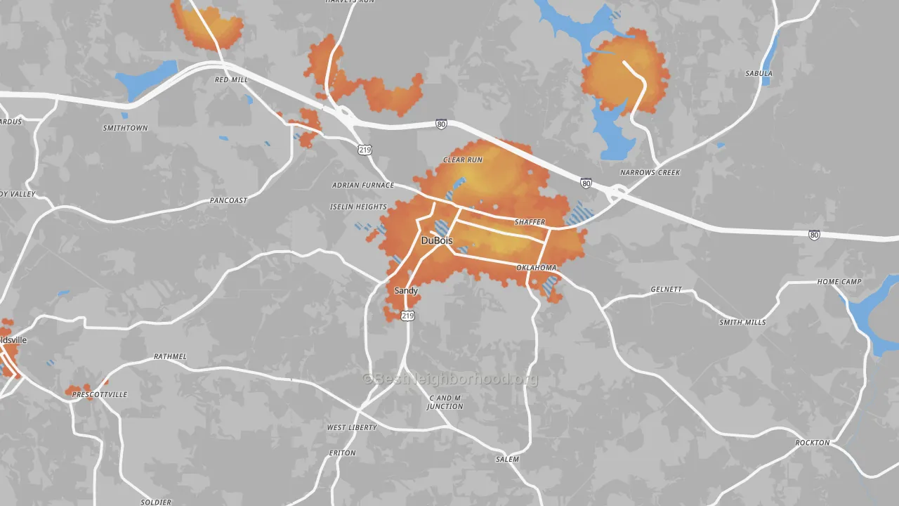Bike Grade map of Dubois, PA