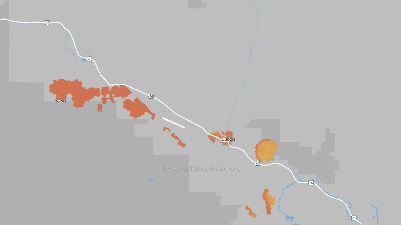 Bike Grade map of Dubois, WY
