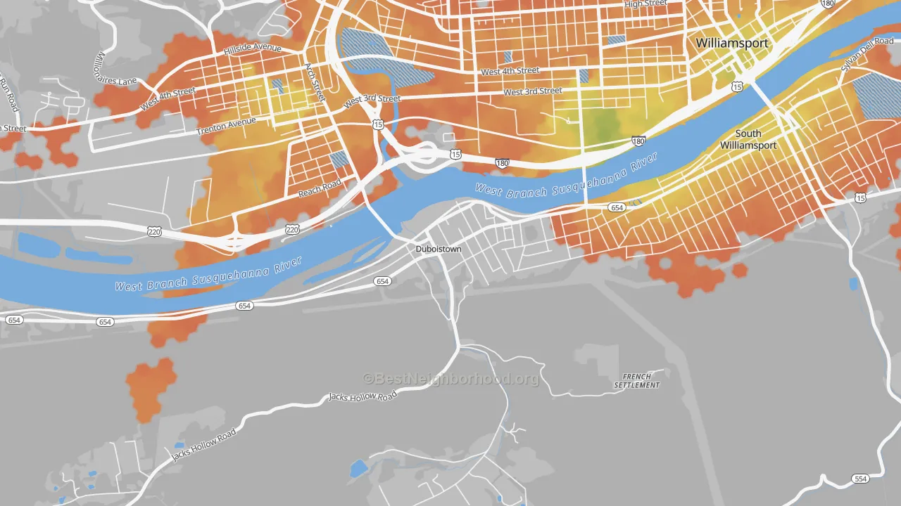 Bike Grade map of Duboistown, PA