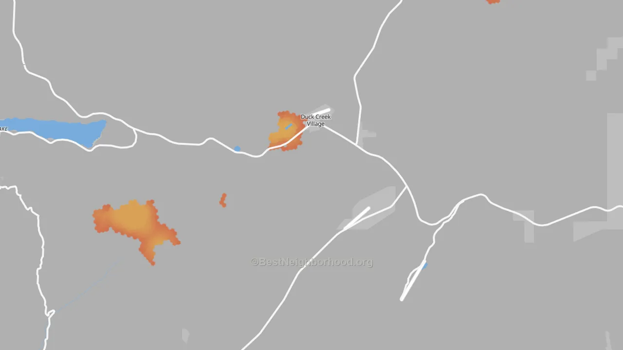 Bike Grade map of Duck Creek Village, UT