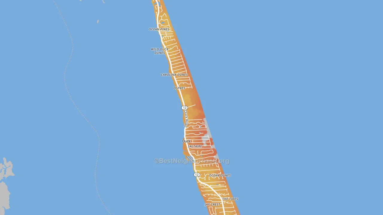 Bike Grade map of Duck, NC