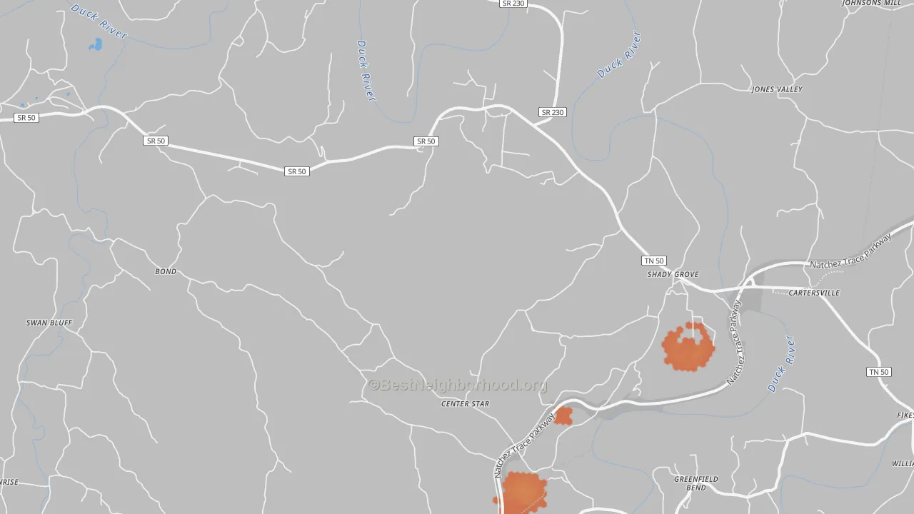 Bike Grade map of Duck River, TN