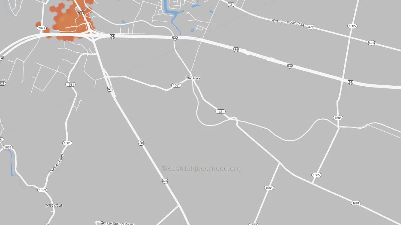 Bike Grade map of Duckers, KY