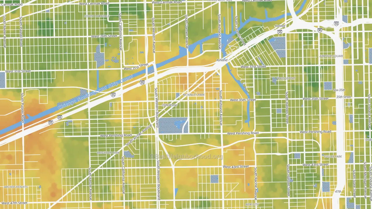 Bike Grade map of Ducktown, Chicago, IL