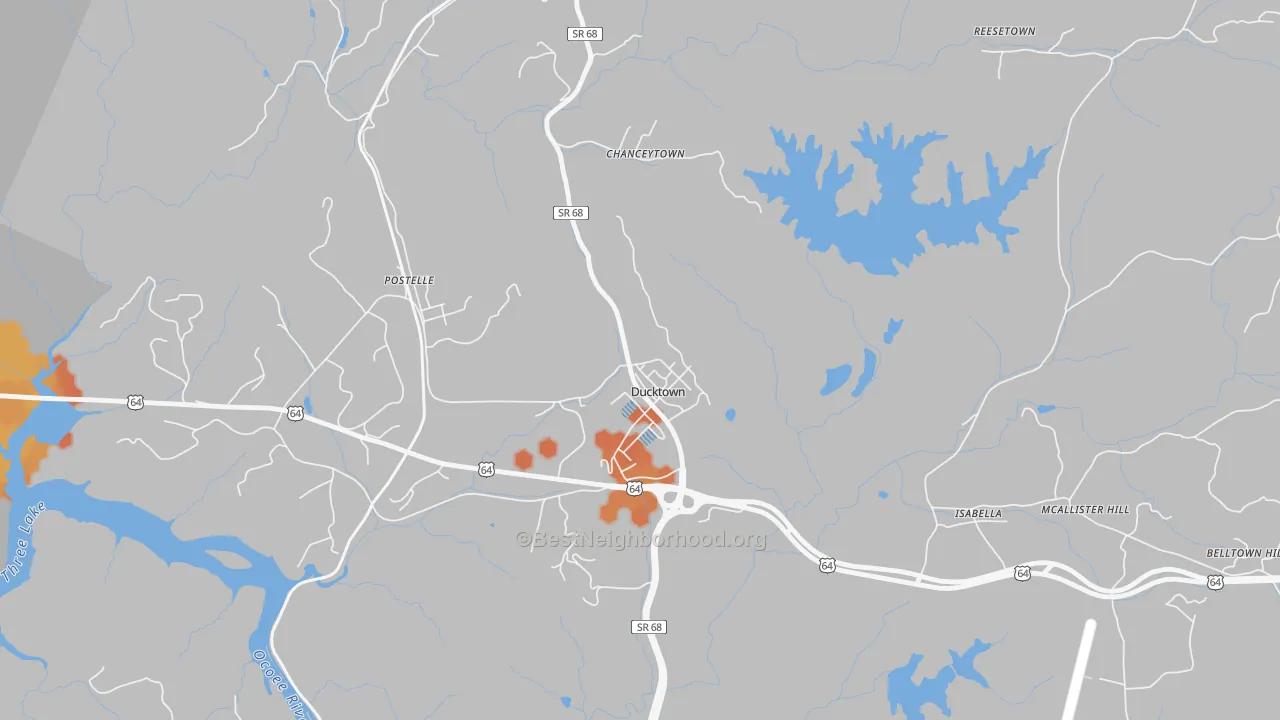 Bike Grade map of Ducktown, TN