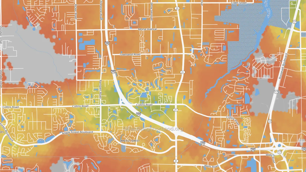 Bike Grade map of Duclay, Jacksonville, FL