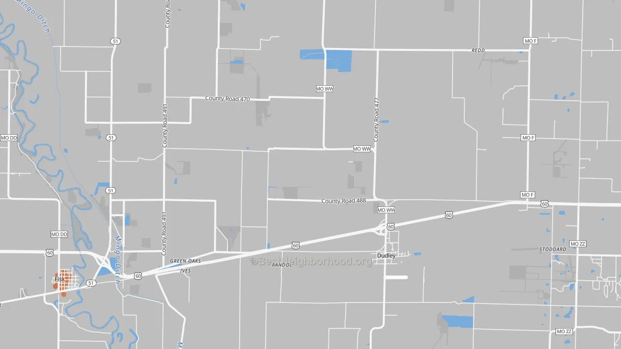 Bike Grade map of Dudley, MO