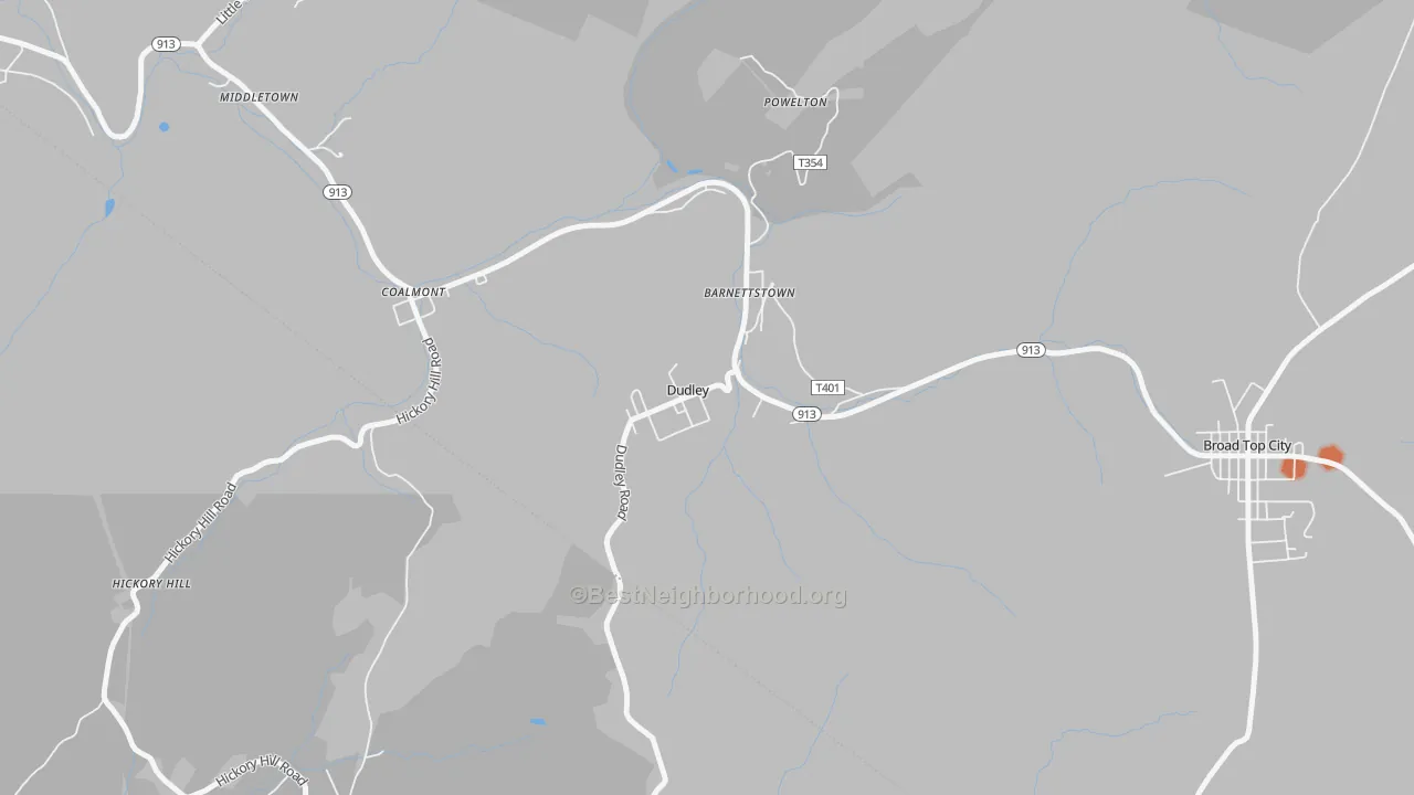 Bike Grade map of Dudley, PA