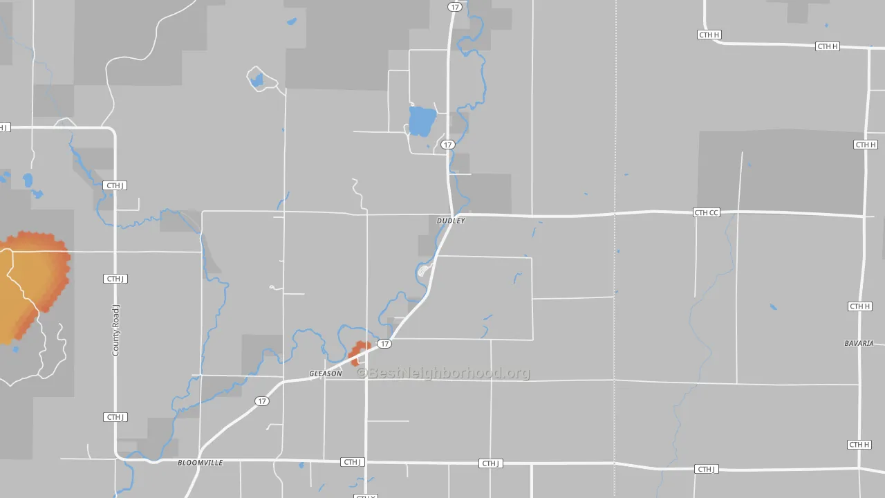 Bike Grade map of Dudley, WI