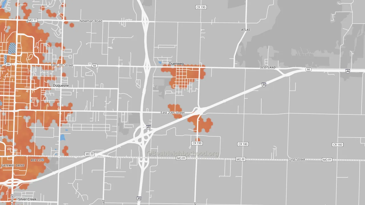 Bike Grade map of Duenweg, MO