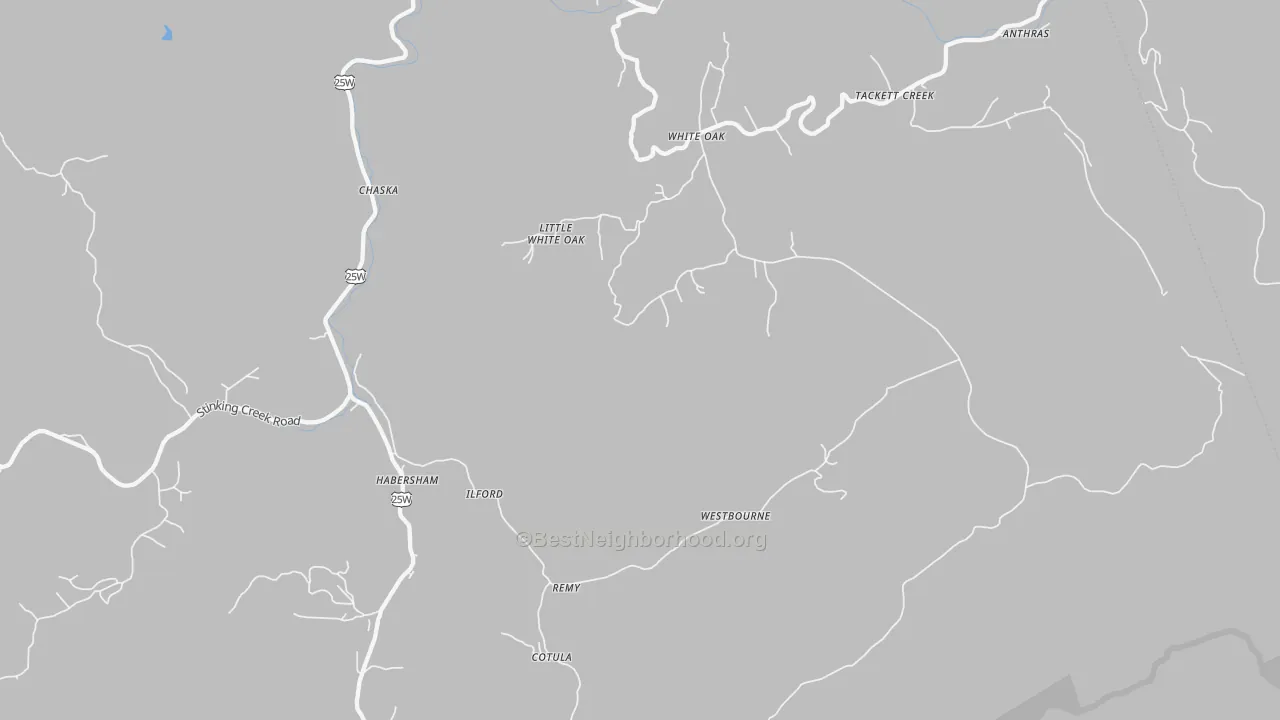 Bike Grade map of Duff, TN