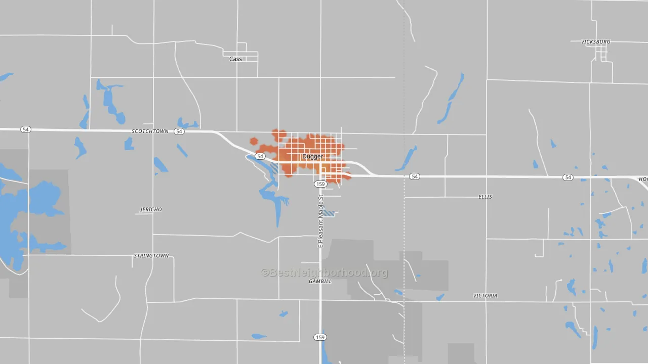 Bike Grade map of Dugger, IN