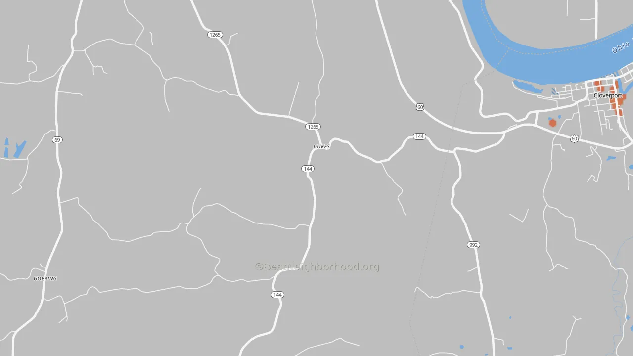 Bike Grade map of Dukes, KY