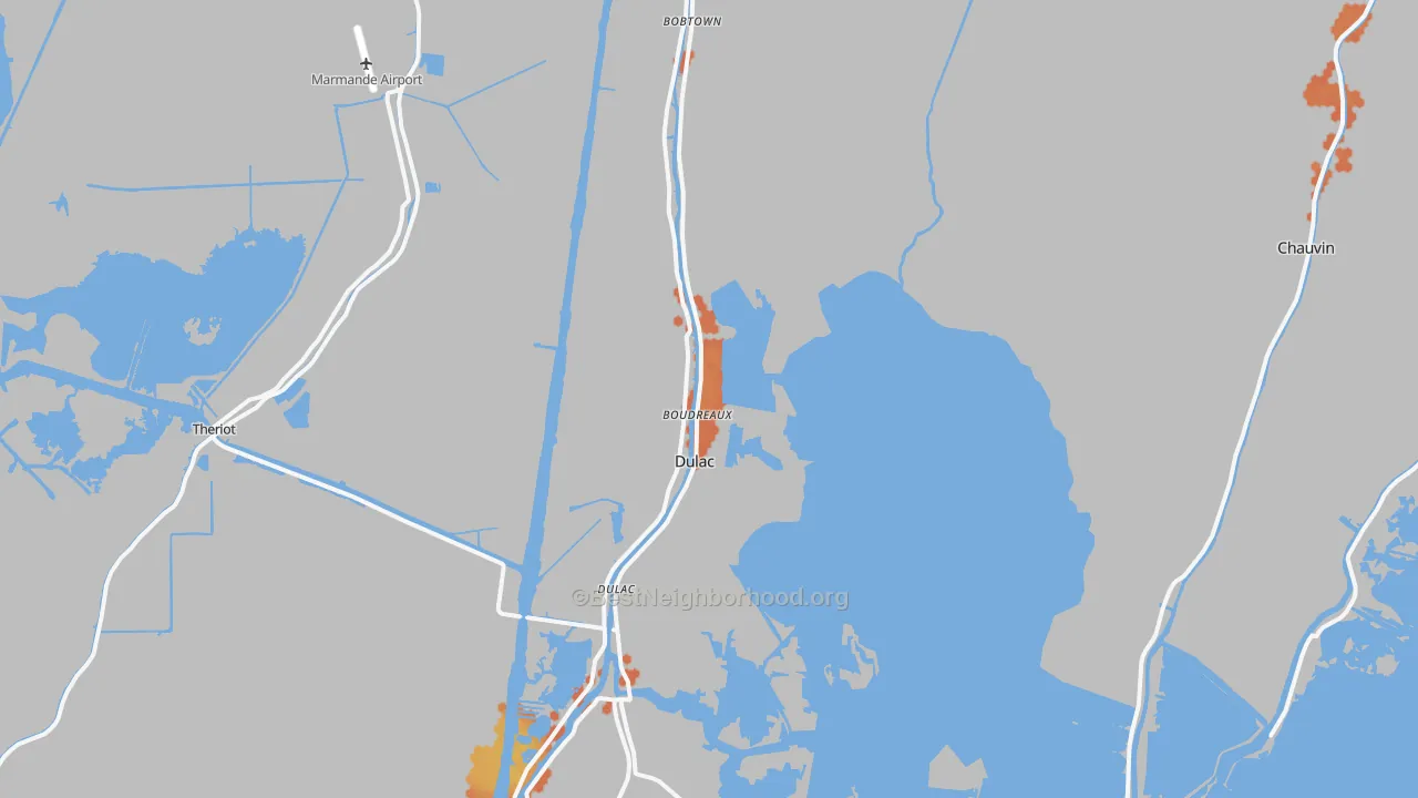 Bike Grade map of Dulac, LA
