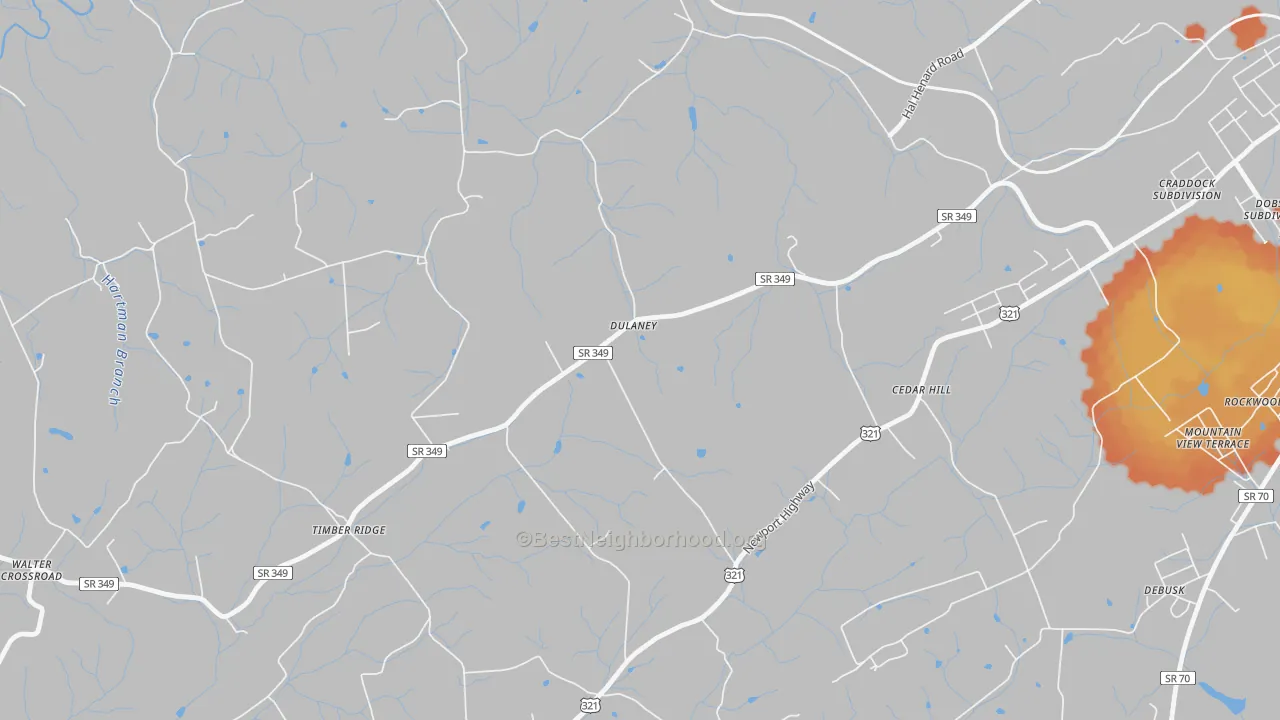 Bike Grade map of Dulaney, TN