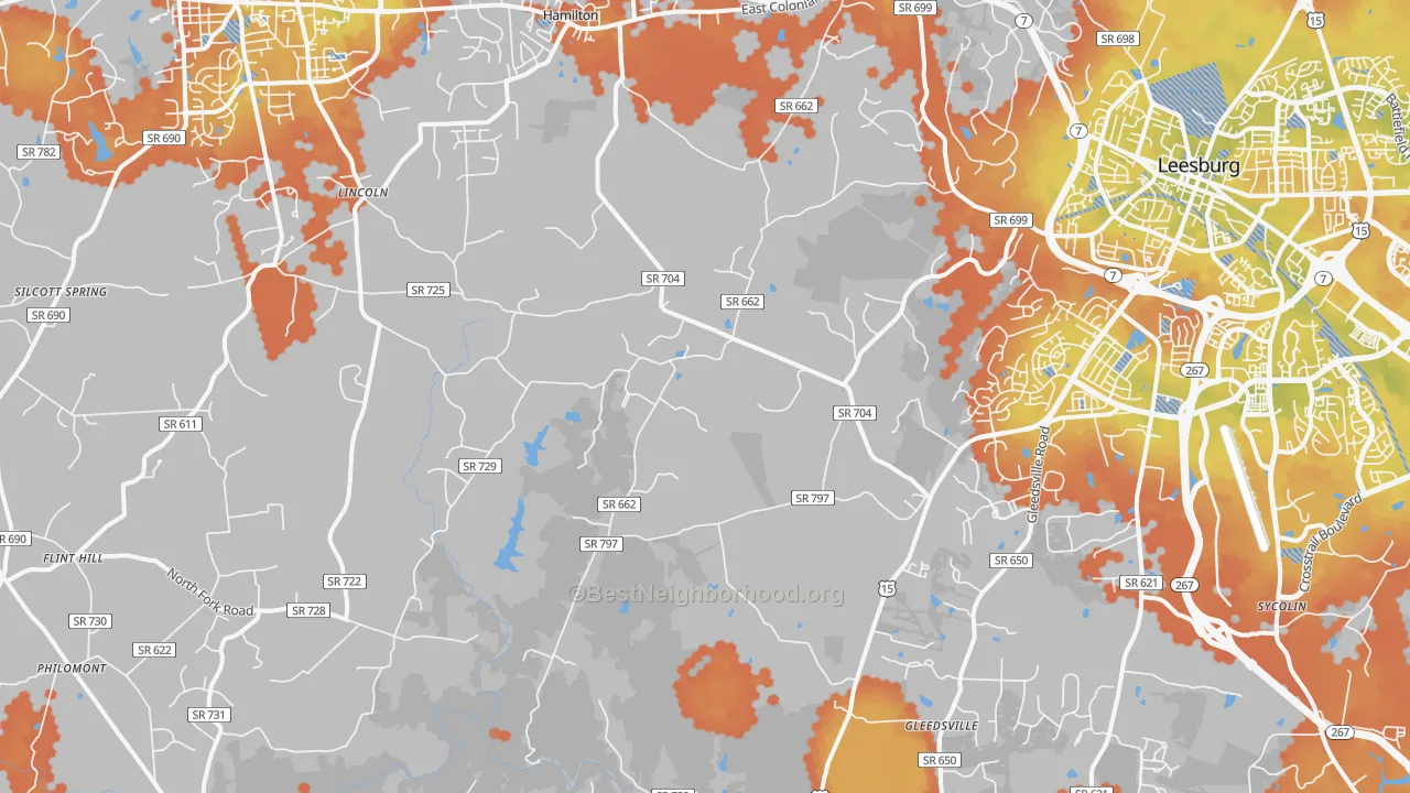 Bike Grade map of Dulles, VA