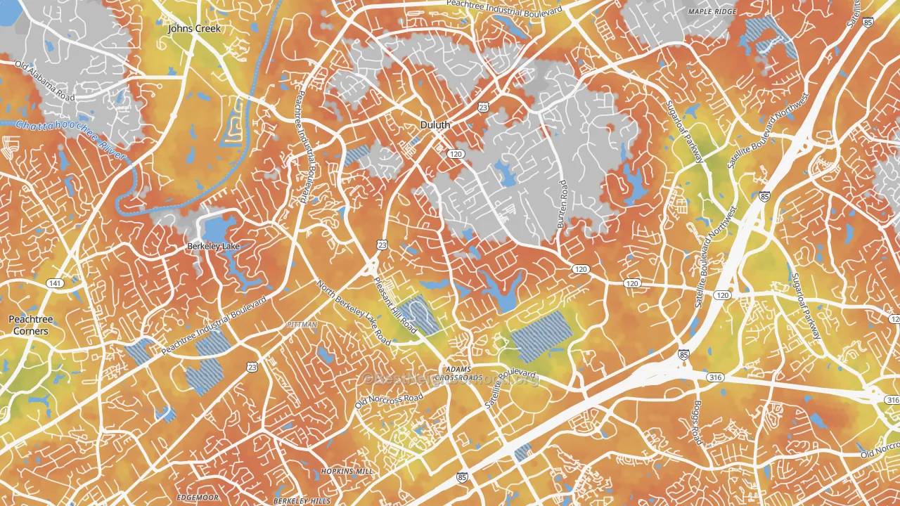 Bike Grade map of Duluth, GA