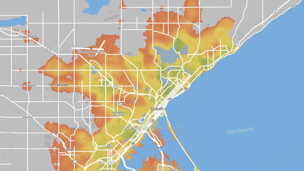 Bike Grade map of Duluth, MN