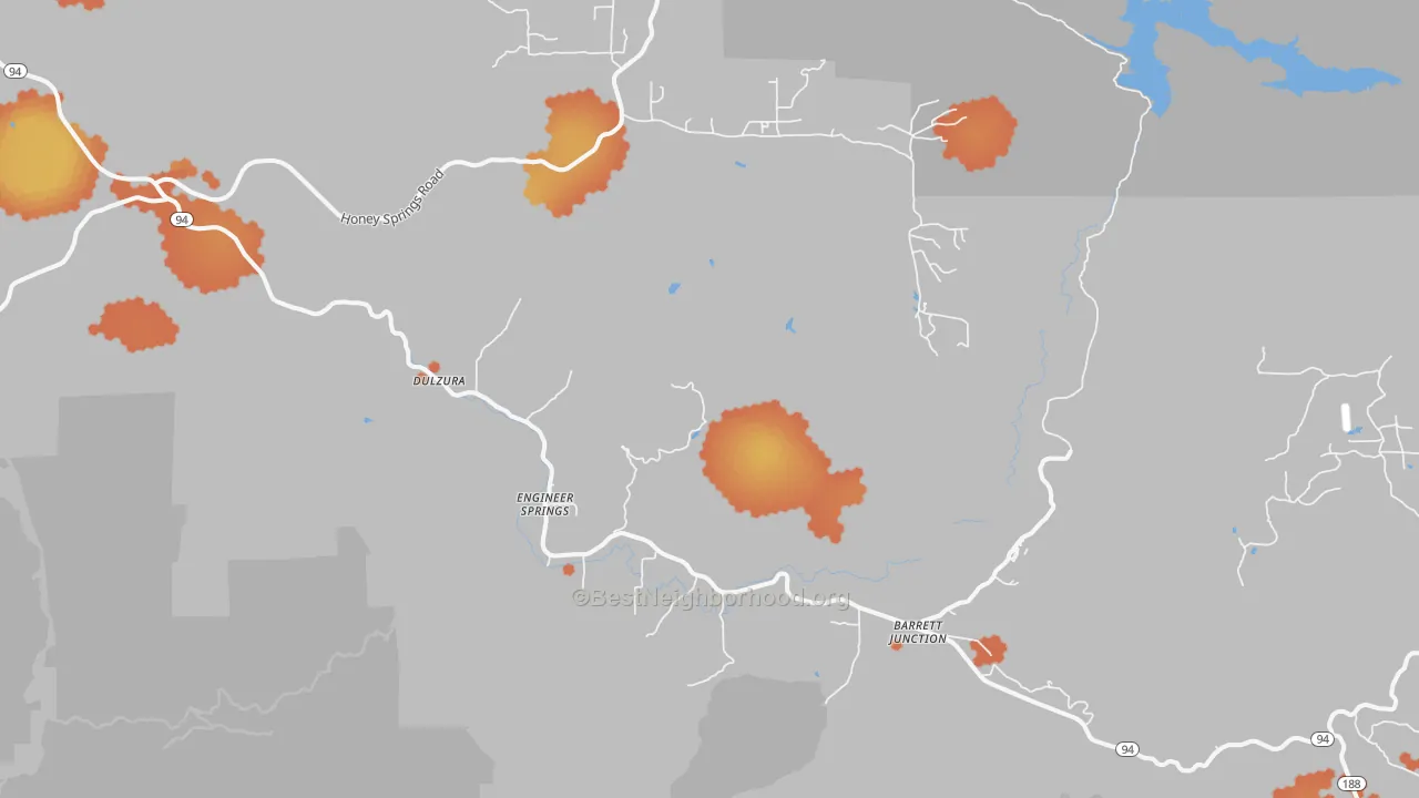 Bike Grade map of Dulzura, CA