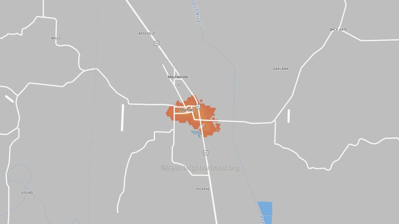 Bike Grade map of Dumas, AR