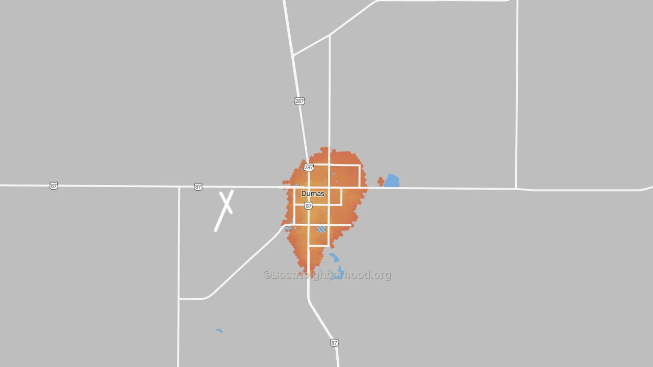 Bike Grade map of Dumas, TX