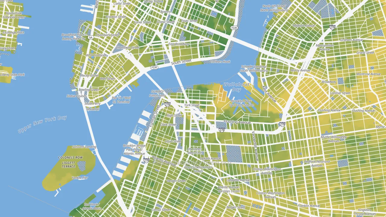 Bike Grade map of Dumbo, Brooklyn, NY