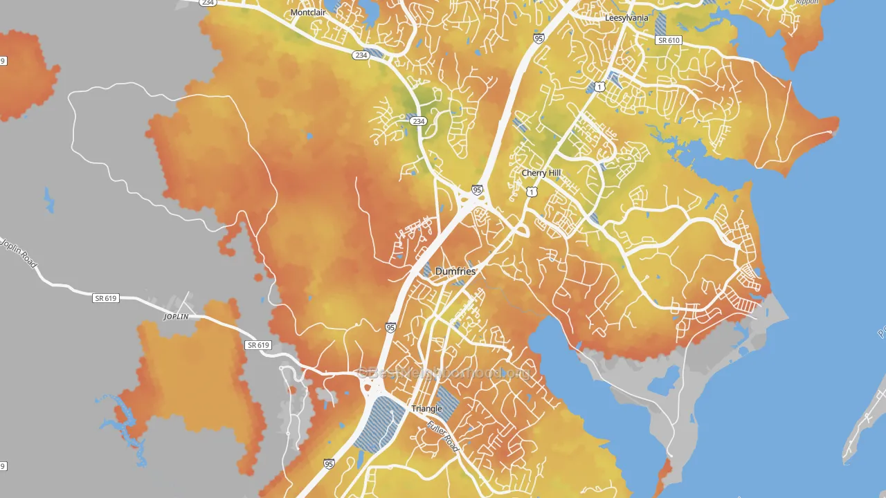 Bike Grade map of Dumfries, VA