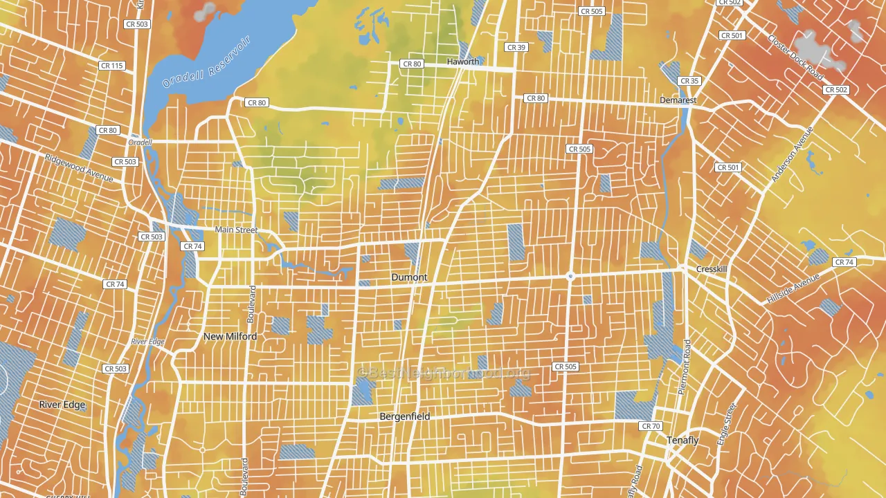 Bike Grade map of Dumont, NJ