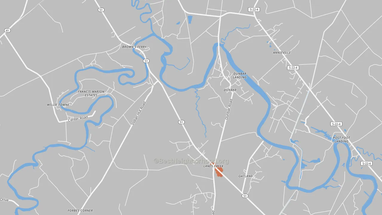 Bike Grade map of Dunbar, SC