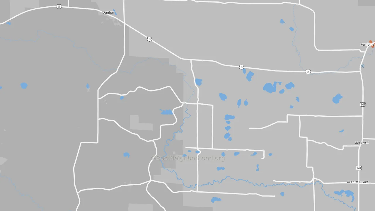 Bike Grade map of Dunbar, WI
