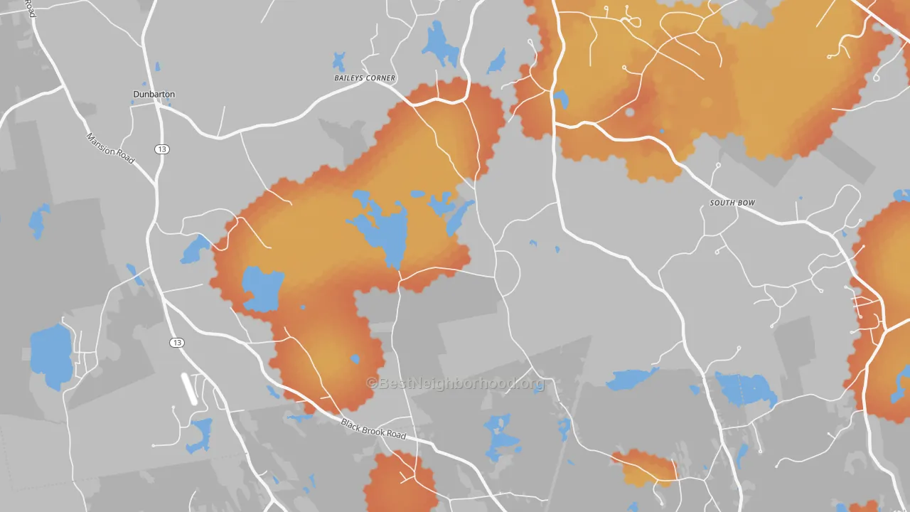 Bike Grade map of Dunbarton, NH