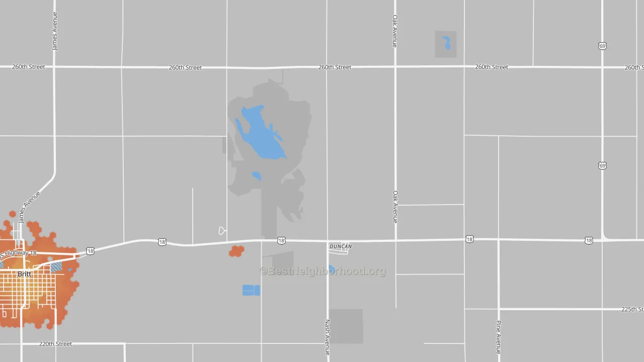 Bike Grade map of Duncan, IA