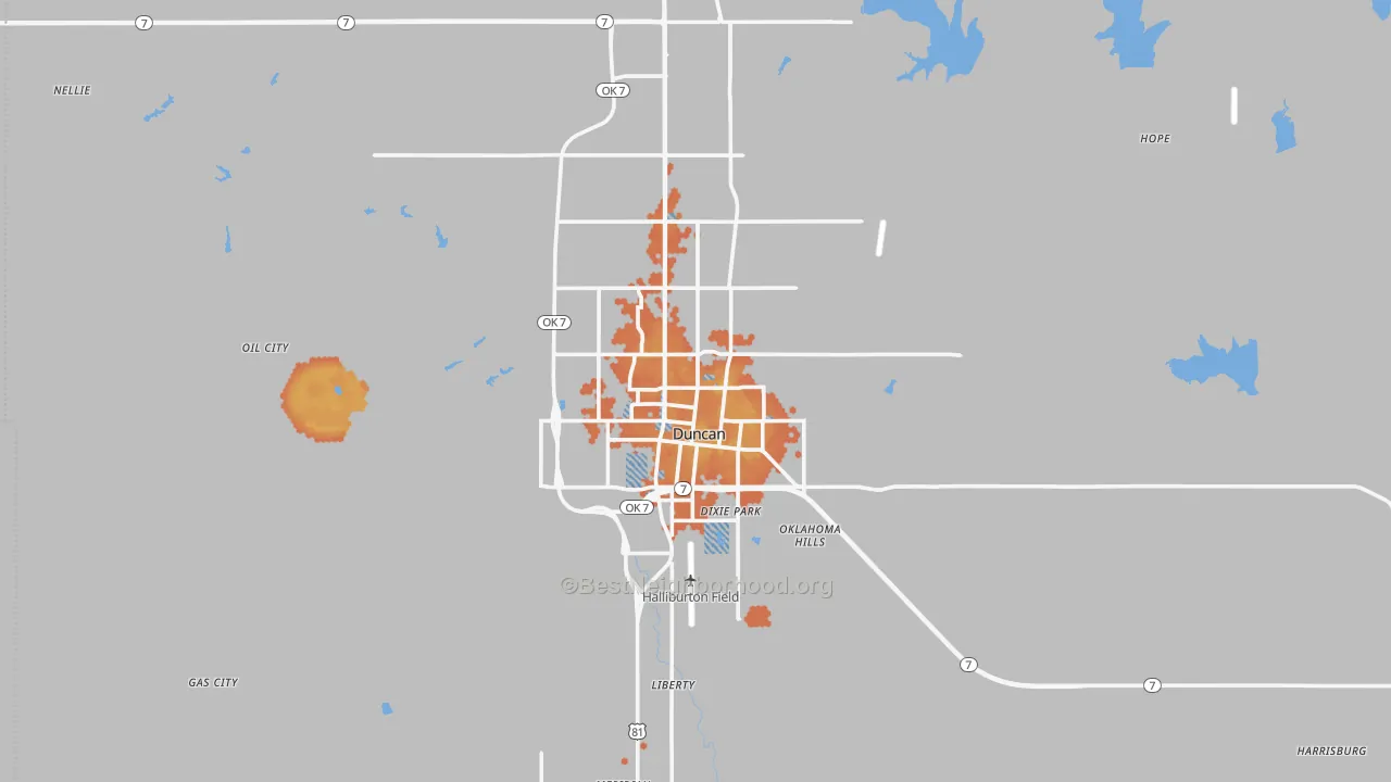 Bike Grade map of Duncan, OK