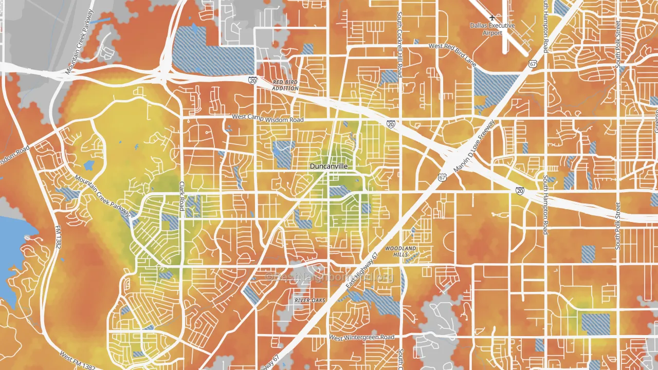 Bike Grade map of Duncanville, TX