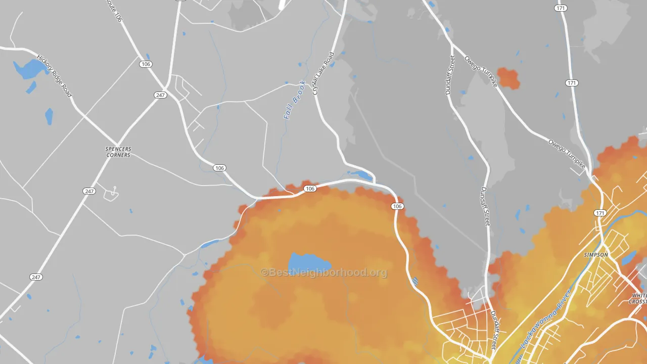 Bike Grade map of Dundaff, PA
