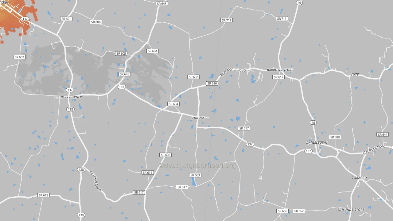 Bike Grade map of Dundas, VA