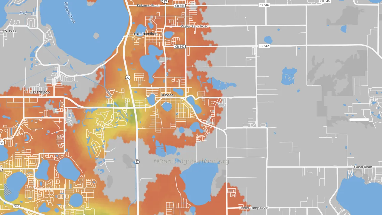 Bike Grade map of Dundee, FL