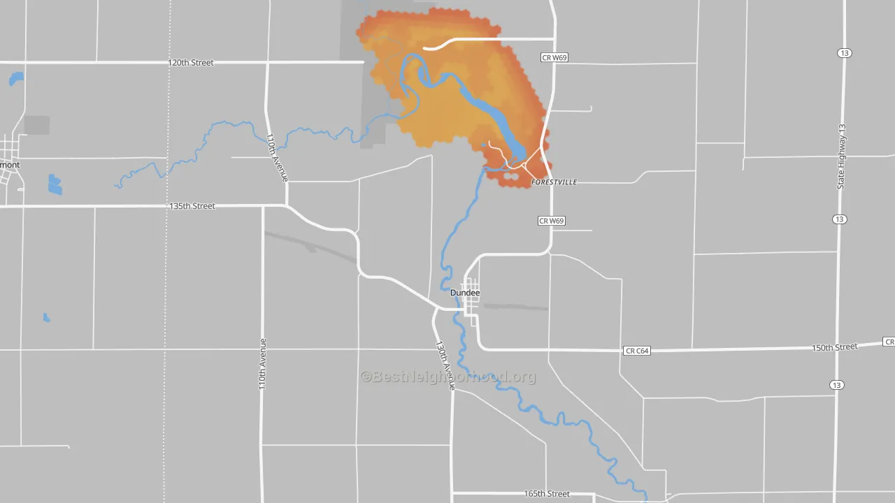 Bike Grade map of Dundee, IA