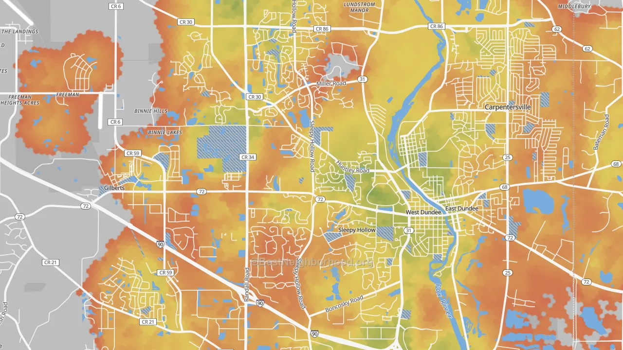 Bike Grade map of Dundee, IL